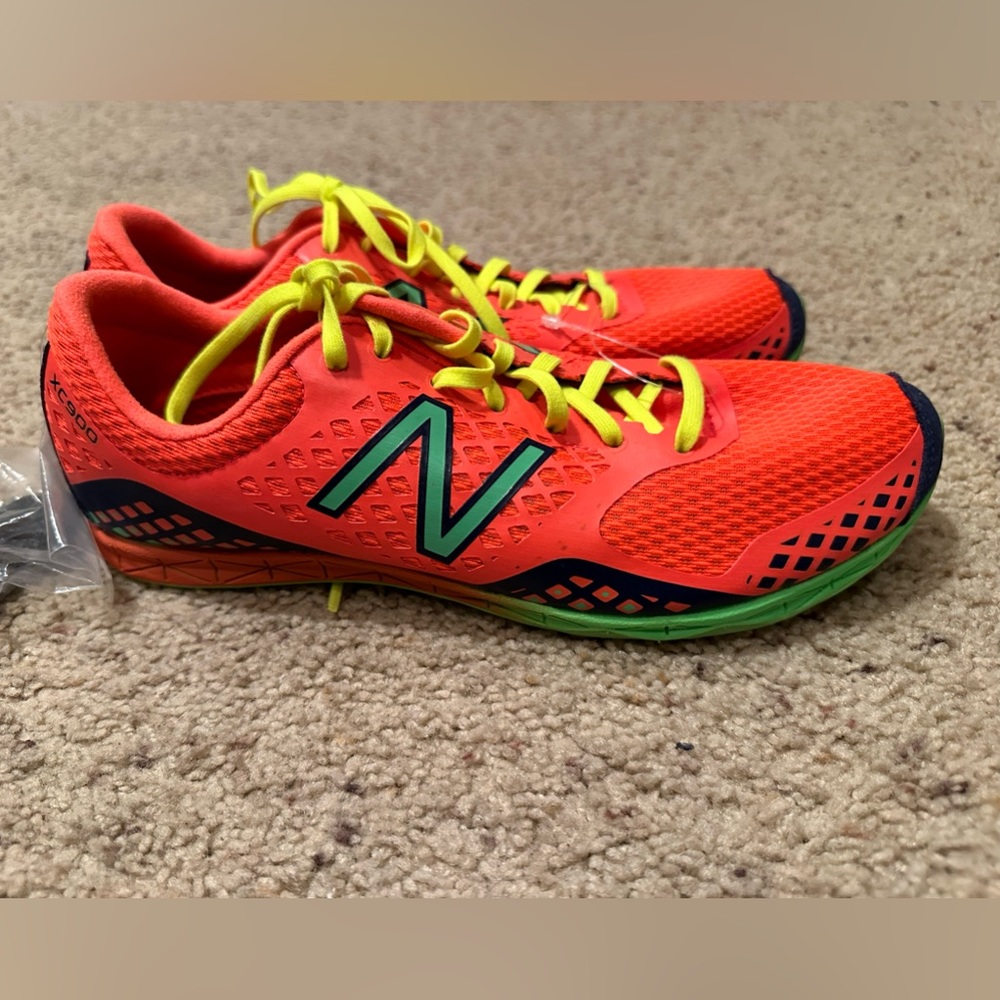 NEW BALANCE NEON ORANGE KICK XC900 RACING REVLITE TRACK RUNNING SHOES SIZE 10